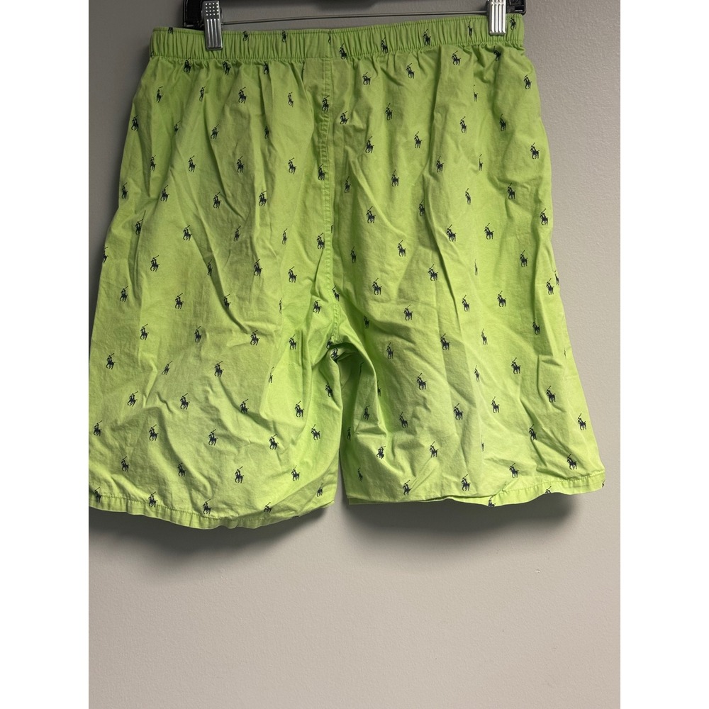 Polo Ralph Lauren Mens Lime Green Navy Pony Logo Cotton Sleep Pajama Shorts M - Picture 3 of 12